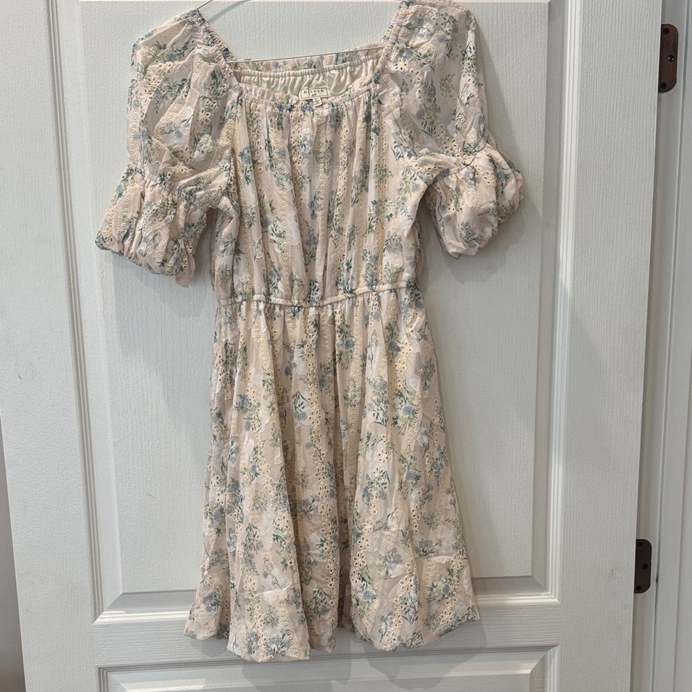 Hayden Girls White and Blue Floral Dress